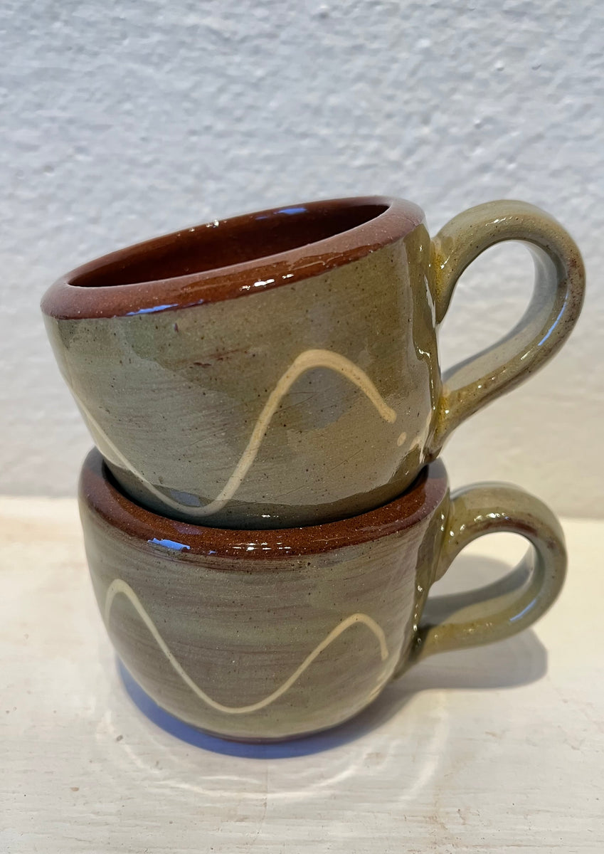 Two Pale Green Espresso Cups Tyrii Pottery