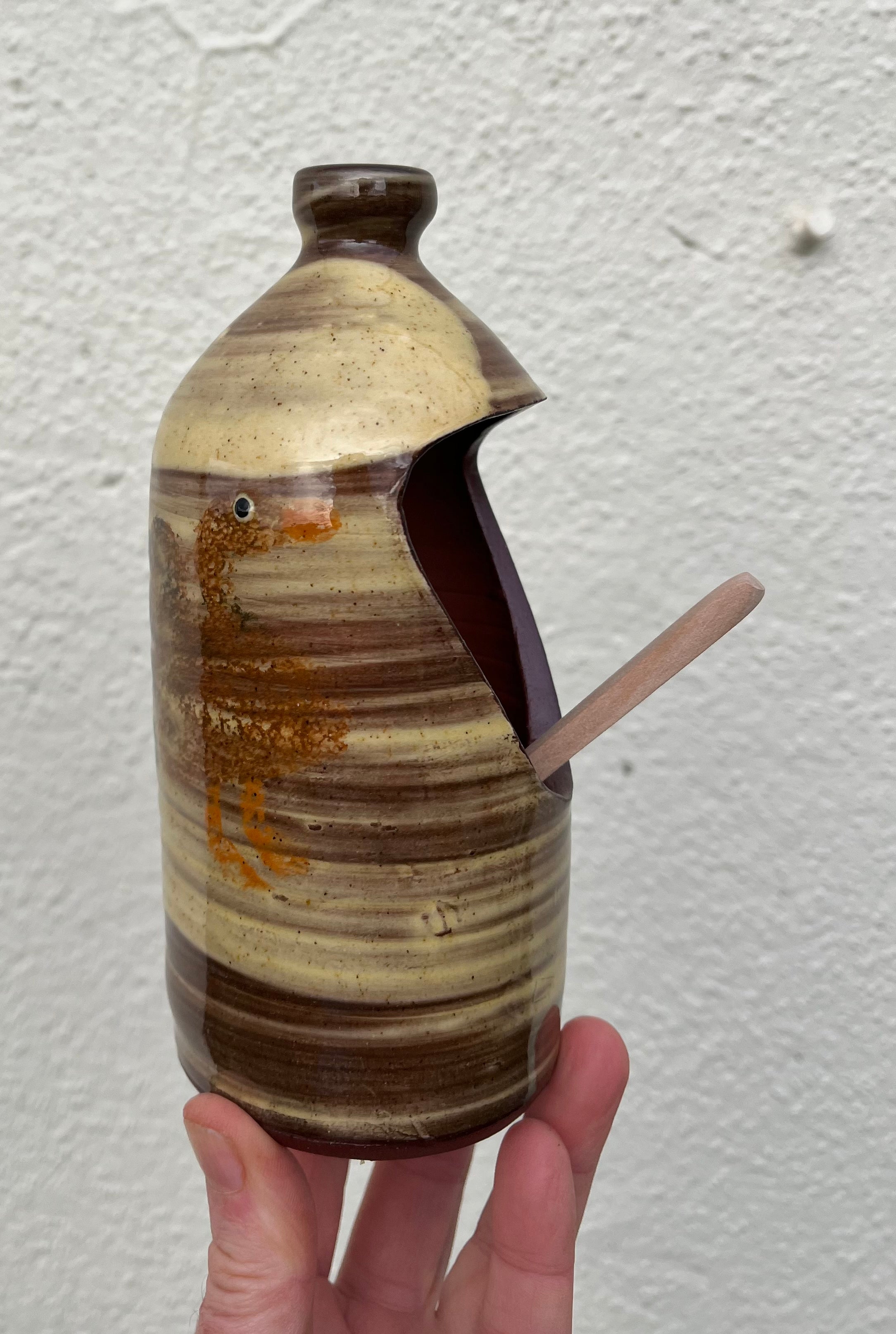 Goose Salt Pig with Wooden Spoon