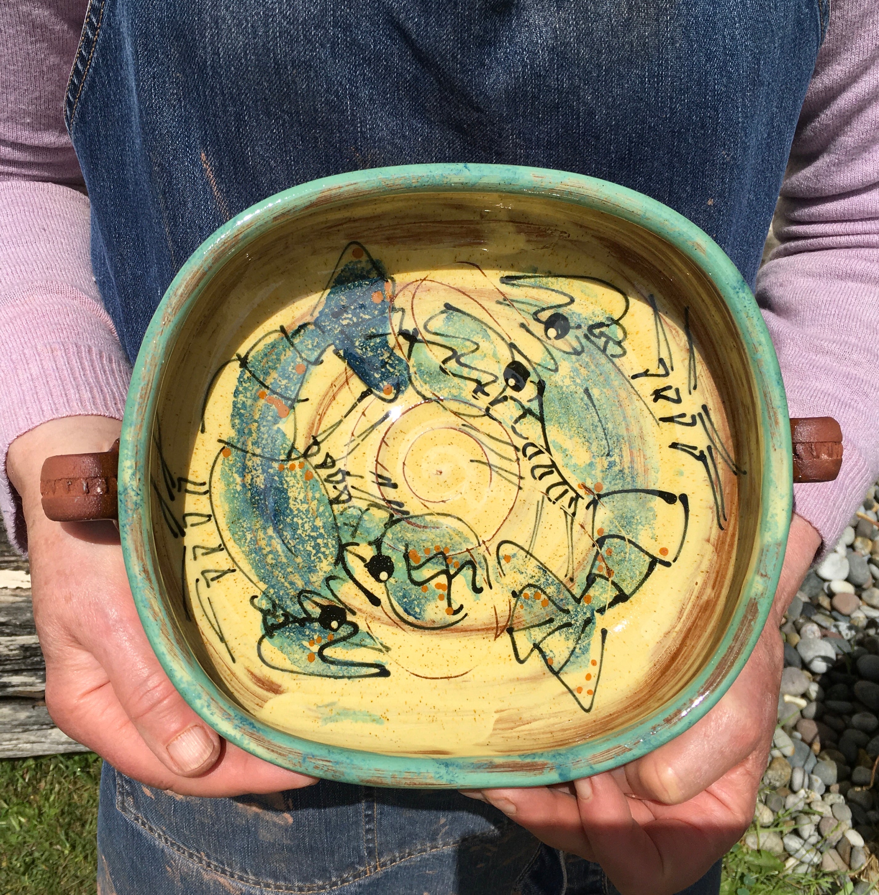 Rectangular Lobster Bowl with Handles