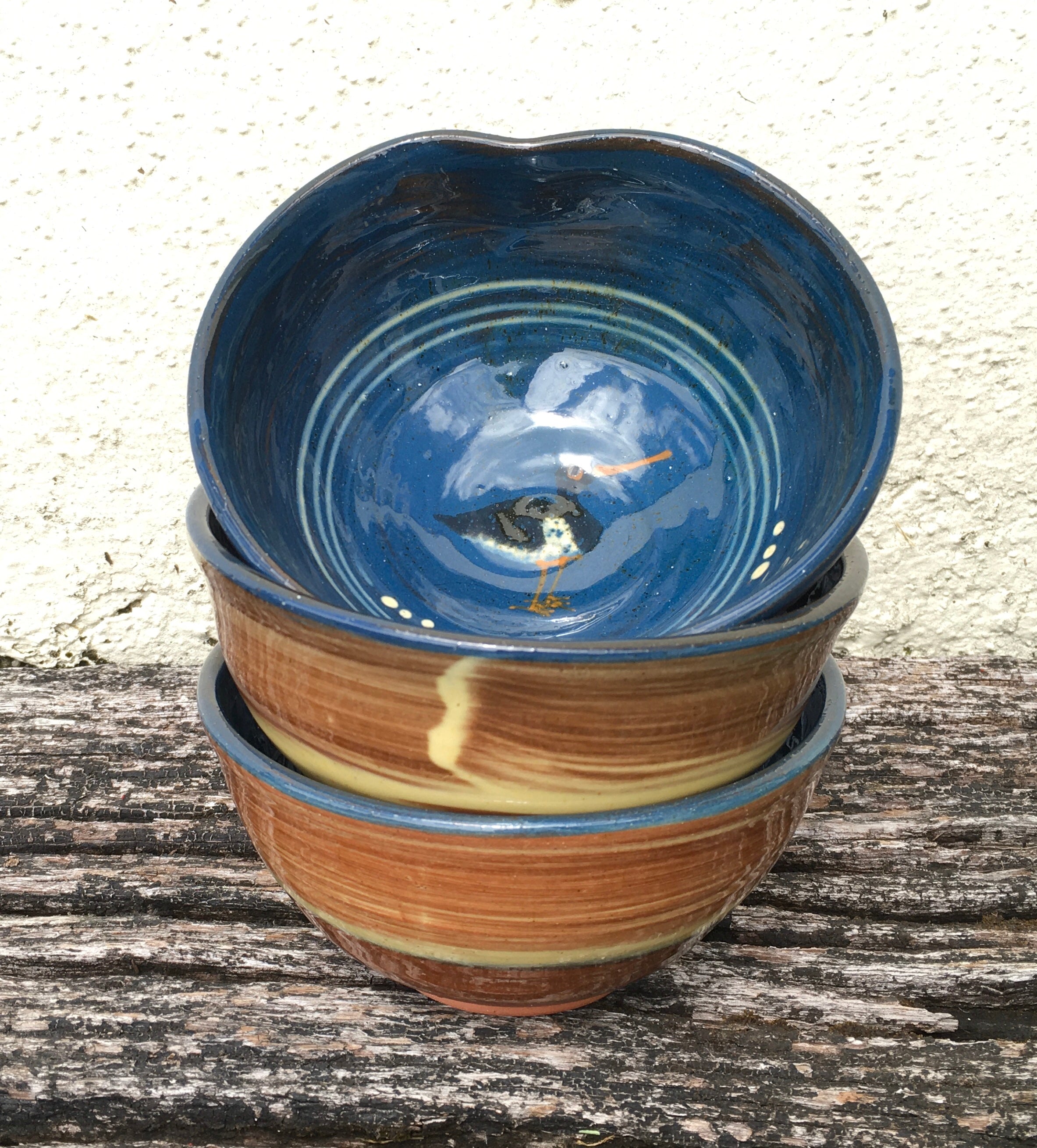 Dark Blue Bowl with Oystercatcher