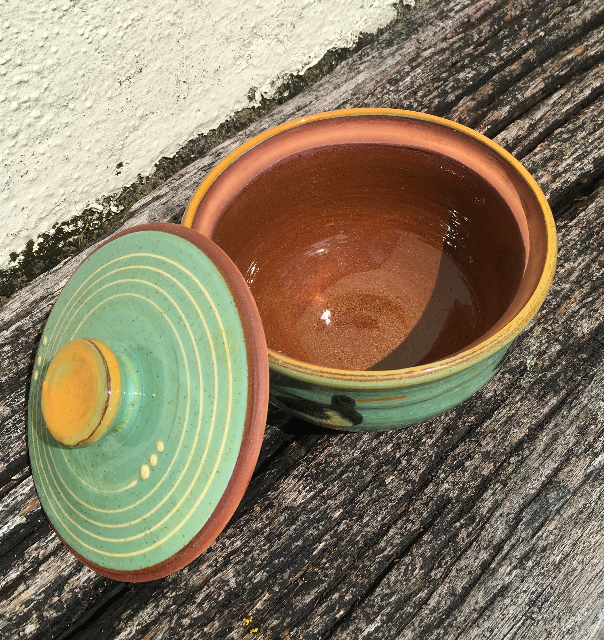 Turquoise Oystercatcher Lidded Pot