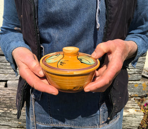 Orange Fat Fish Lidded Sugar Pot