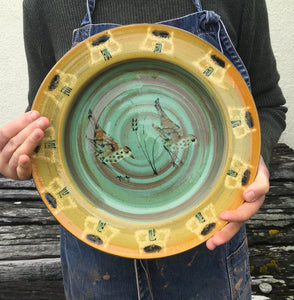 Song Thrush Platter with Tiree Black House