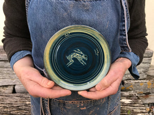 Dark Blue Side Plate with Hare