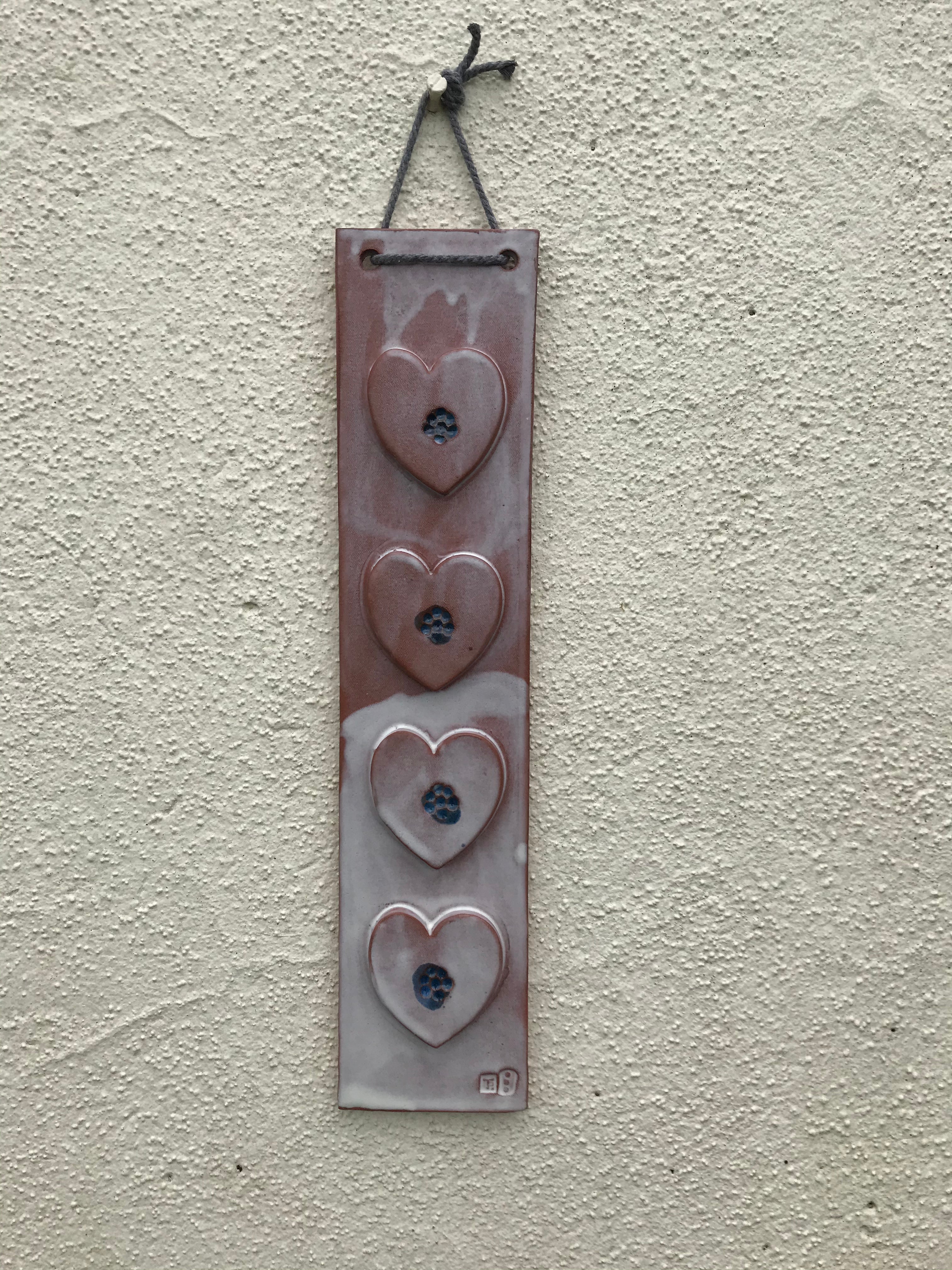 White Heart Hanger with Blue Glaze Detail