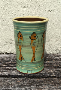 Turquoise Vase with Fish
