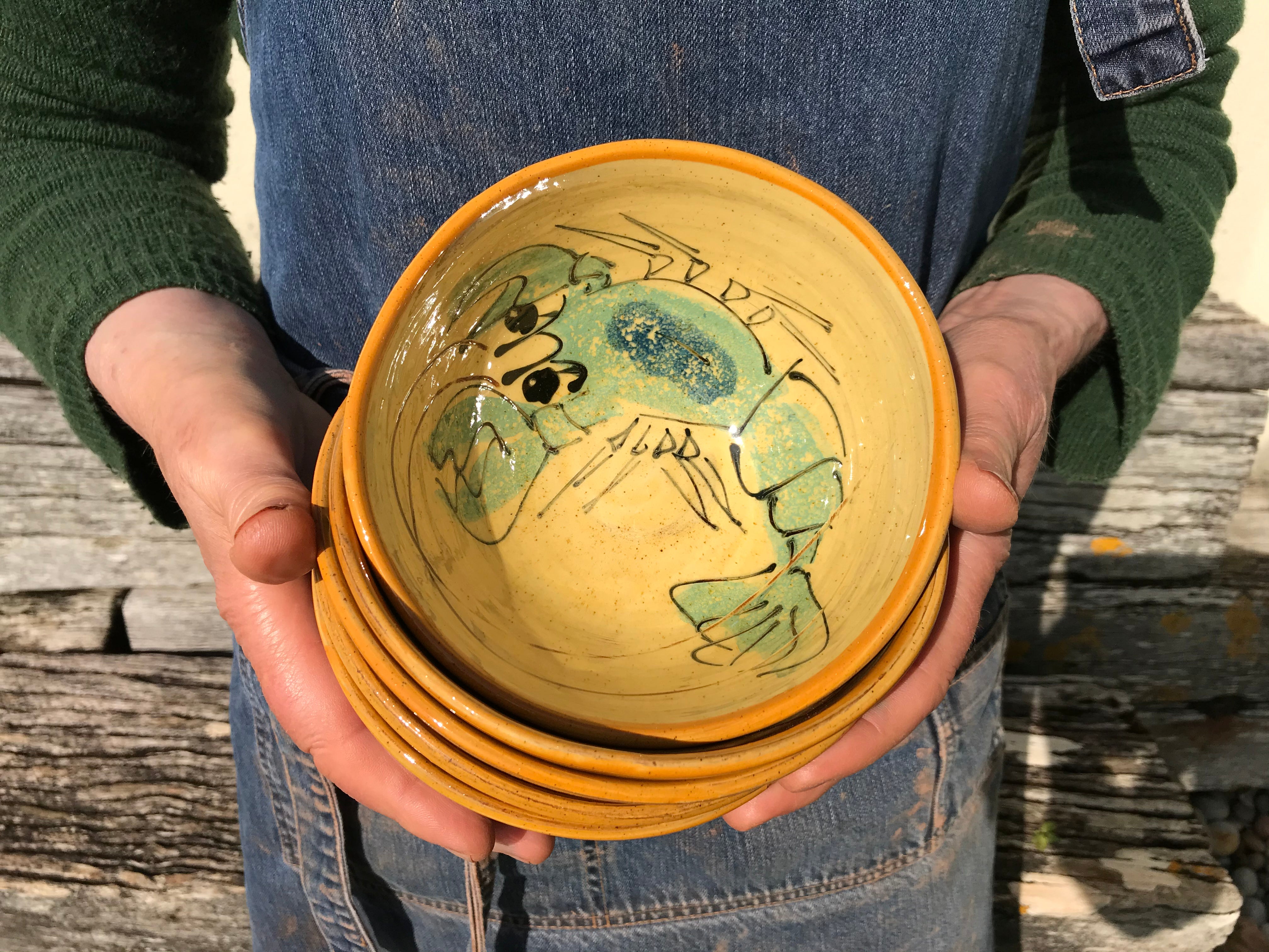 Cream and Orange Lobster Bowl