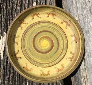 Large Pale Green and Cream Platter with Hares