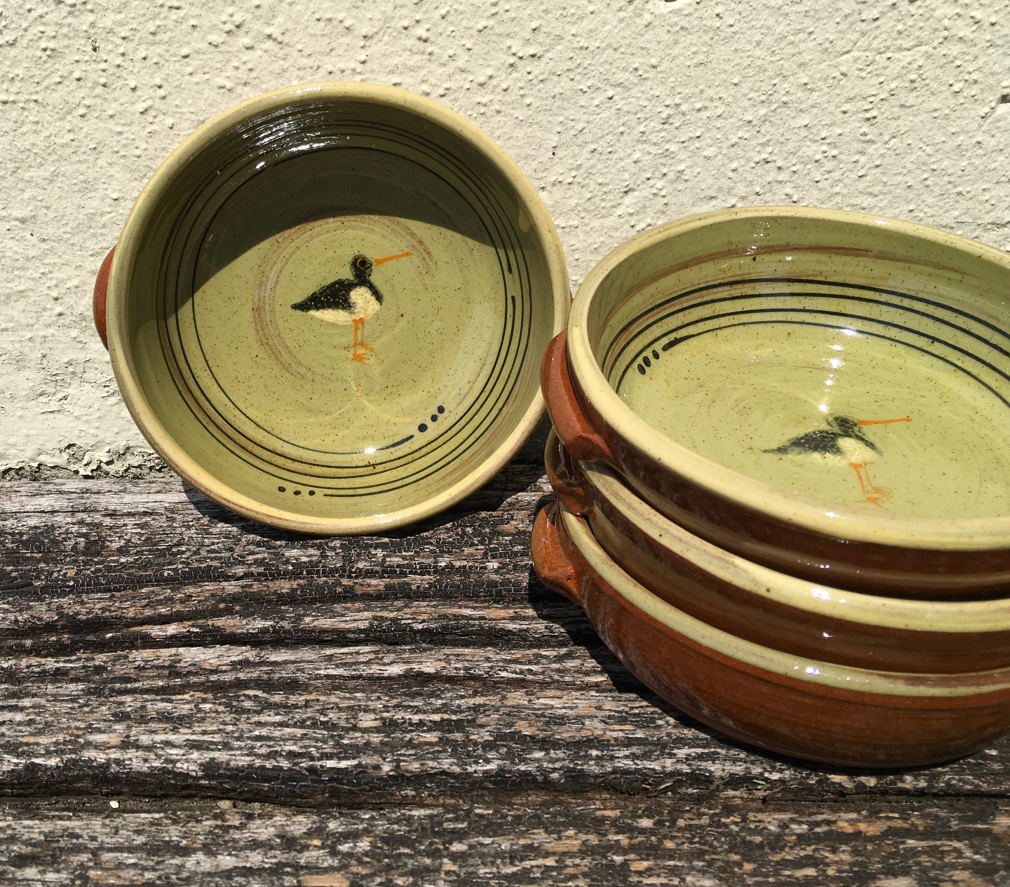 Pale Green Oystercatcher Bowl with Handles