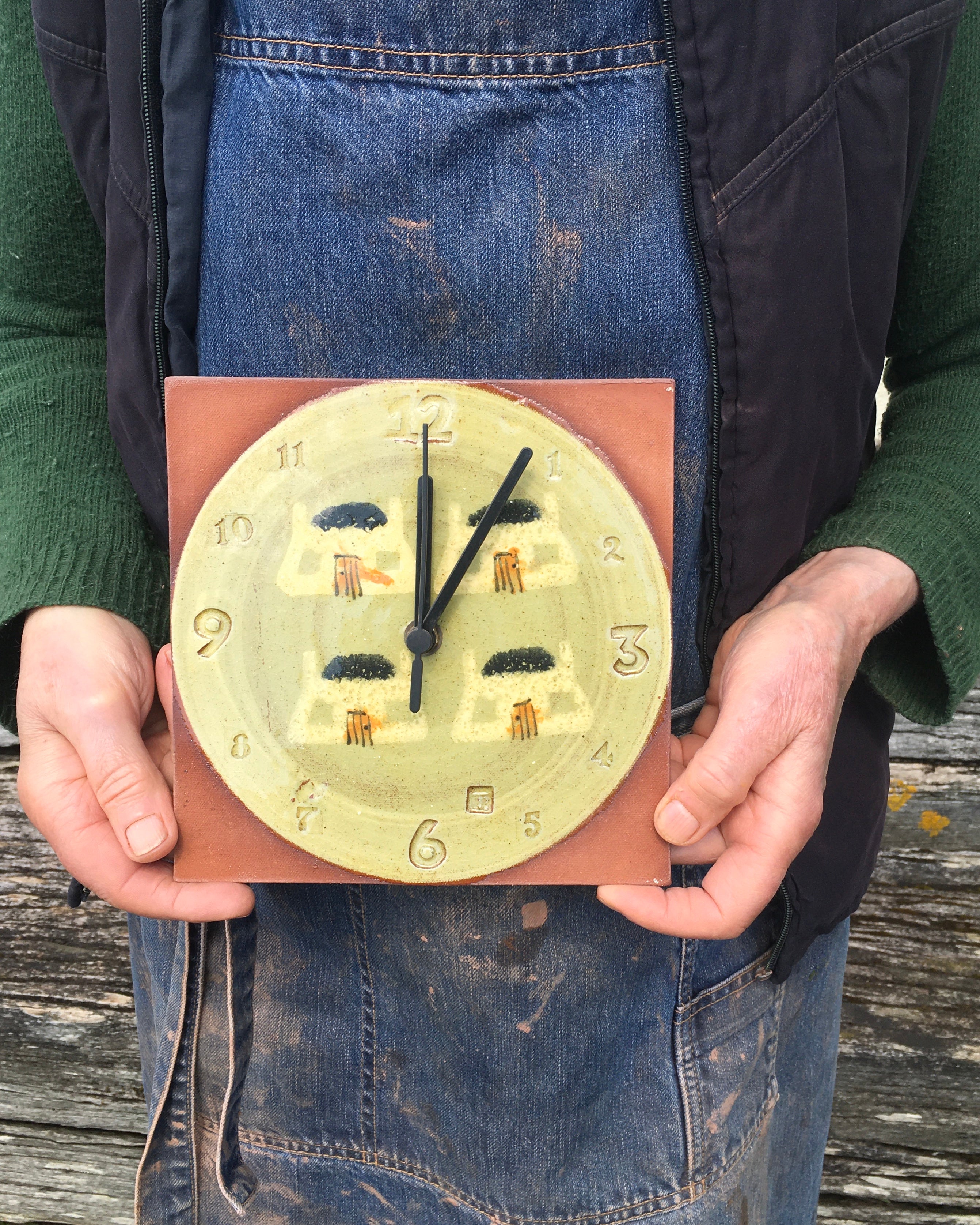 Pale Green Tiree Black House Clock