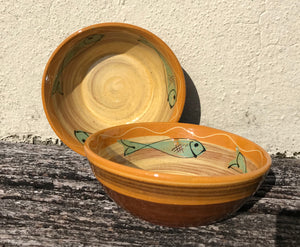Cream and Orange Fish Bowl