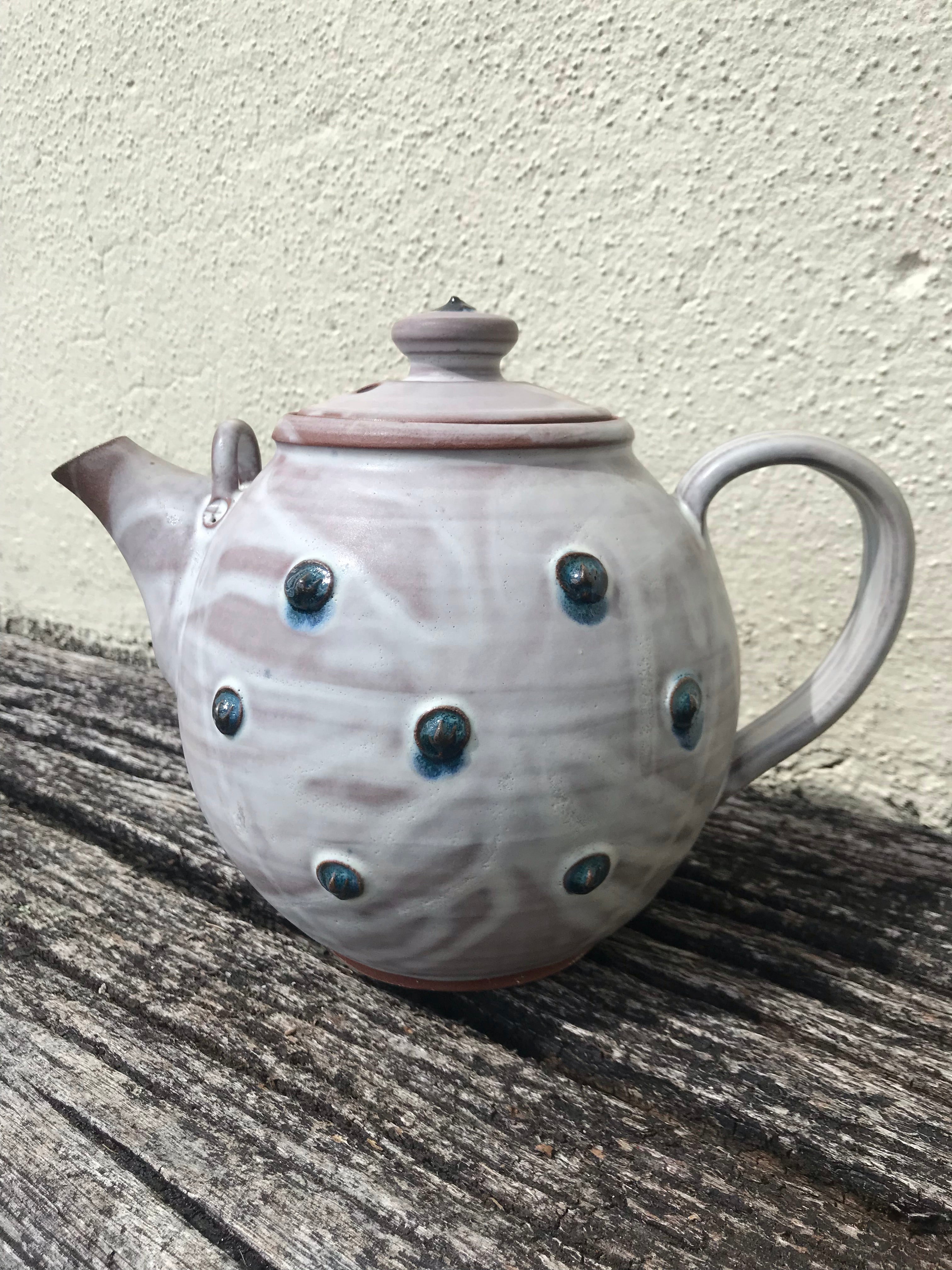 Large White Teapot with Tulip Stamp