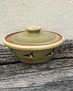 Pale Green Casserole Dish with Oystercatchers