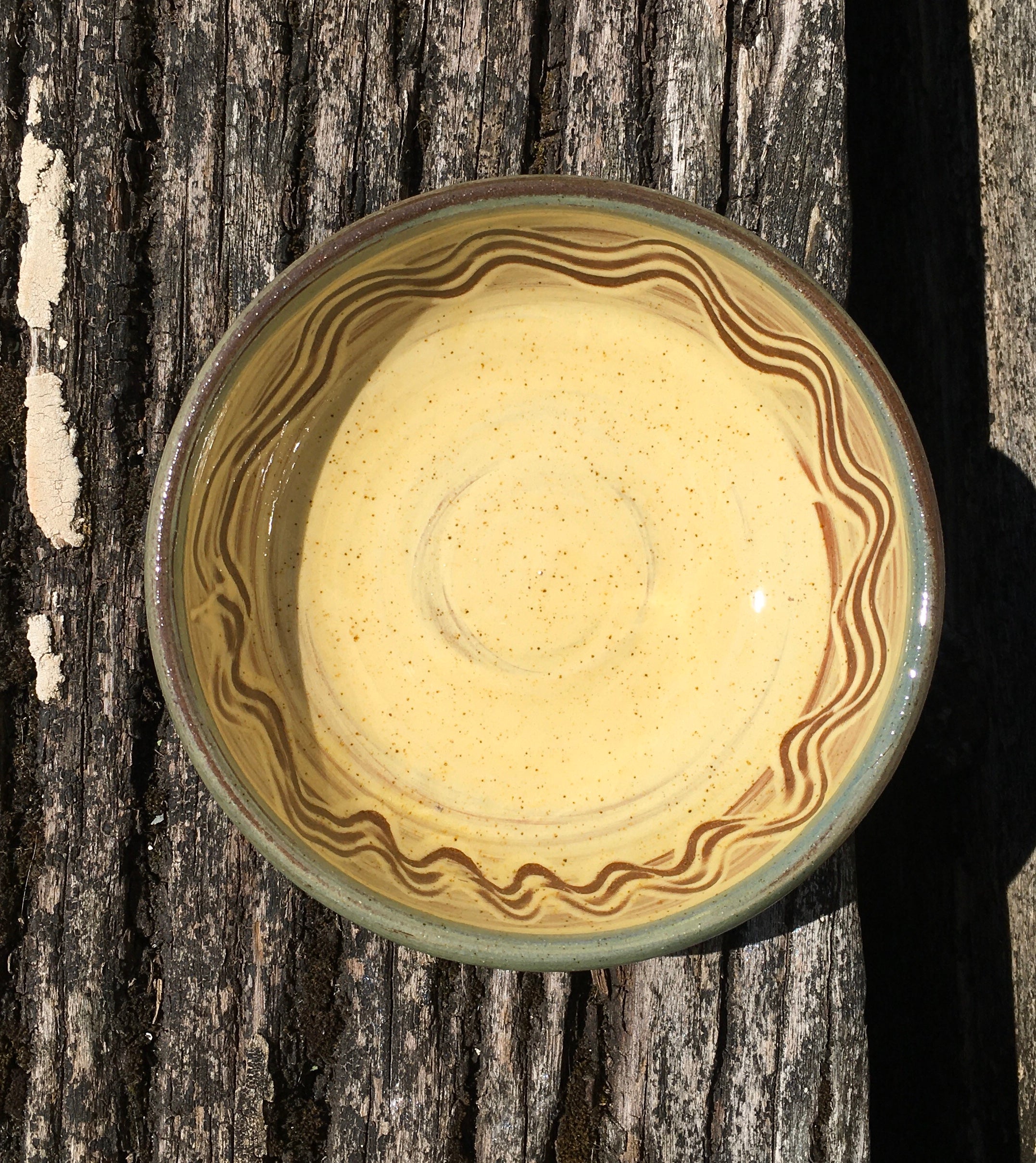 Cream Bowl with Wavy Lines