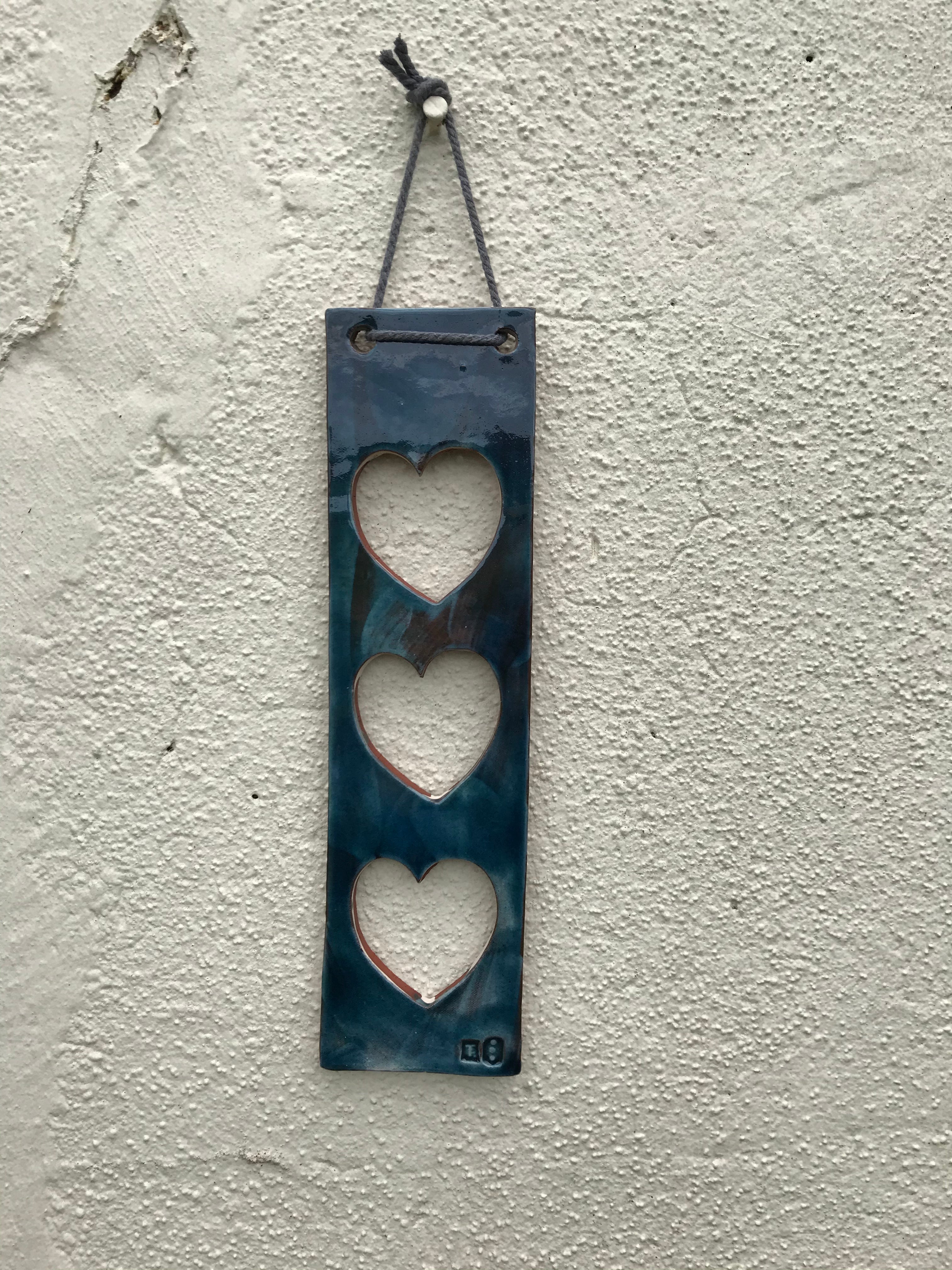 Blue Glaze Heart Hanger