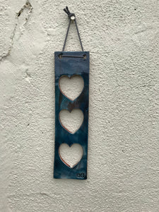Blue Glaze Heart Hanger