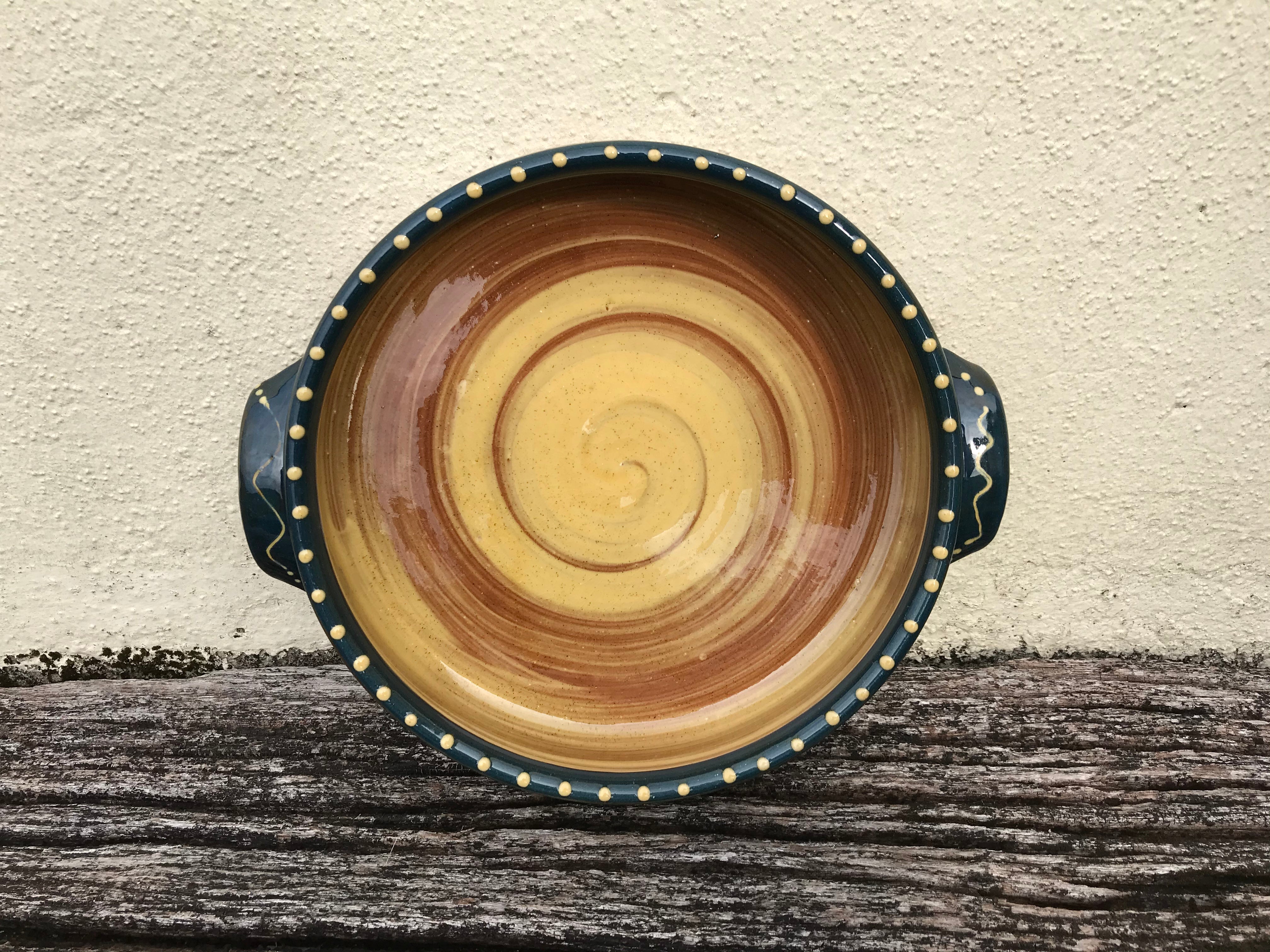 Large Dark Blue Hare Pie Dish with Handles