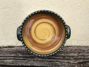 Large Dark Blue Hare Pie Dish with Handles