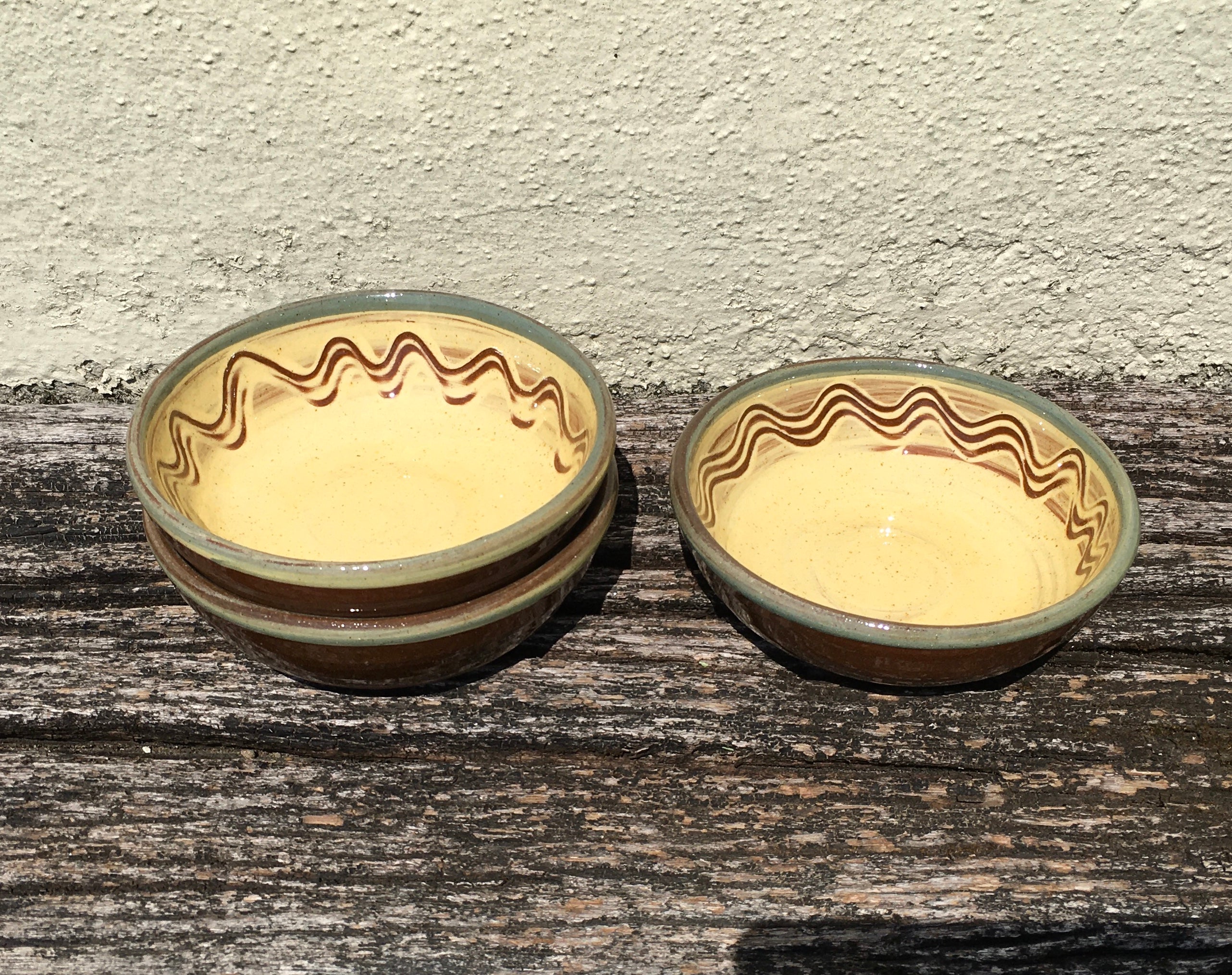 Cream Bowl with Wavy Lines