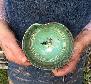 Turquoise Bowl with Oystercatcher