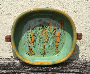 Rectangular langoustine Bowl with Handles