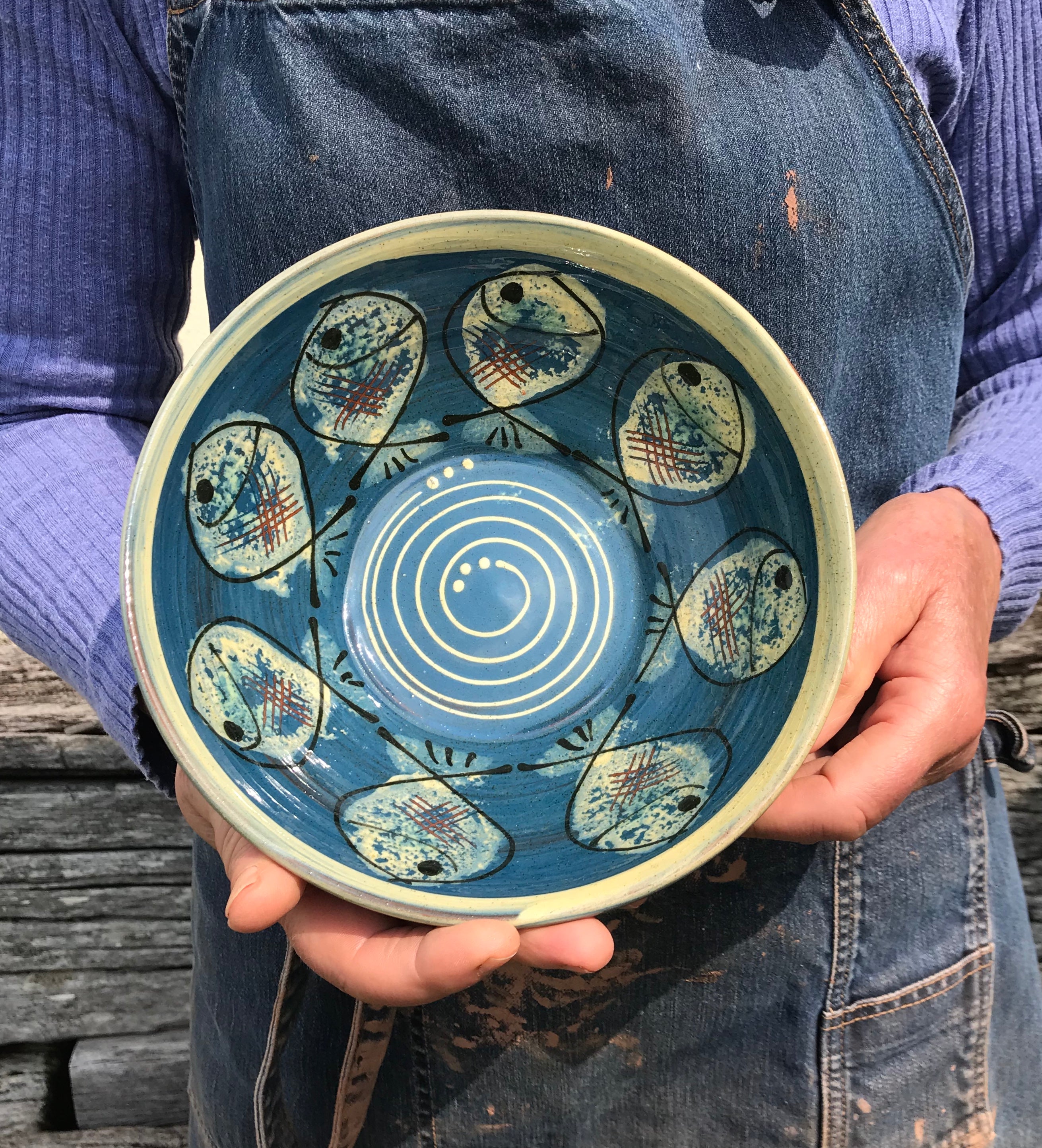 Dark Blue Fat Fish Bowl