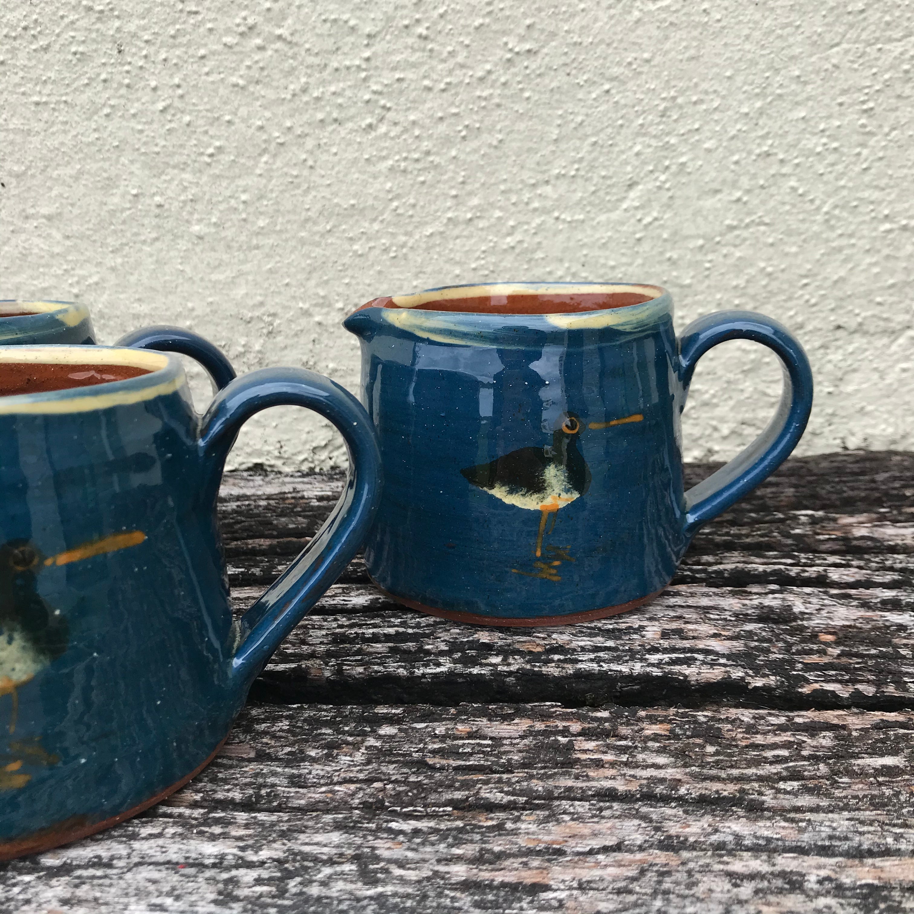 Dark Blue Jug with Oystercatcher