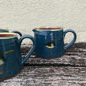 Dark Blue Jug with Oystercatcher