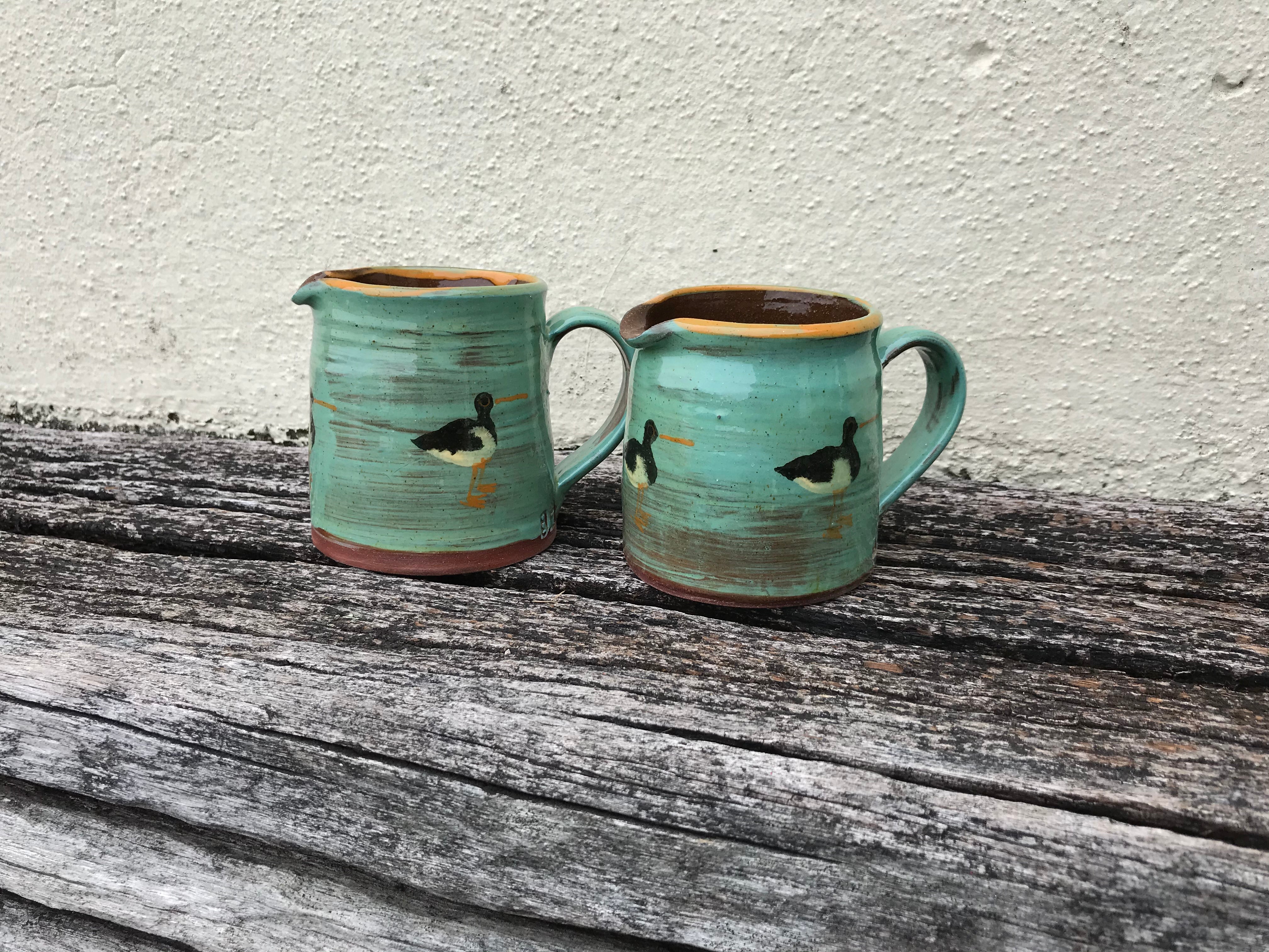 Turquoise Jug with Oystercatchers