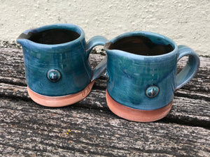 Blue Glaze Jug with Tulip Stamp