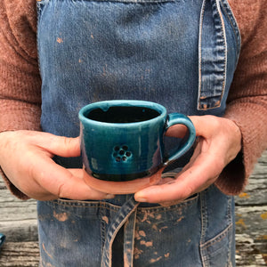Blue Glaze Mug with Blackberry Stamp
