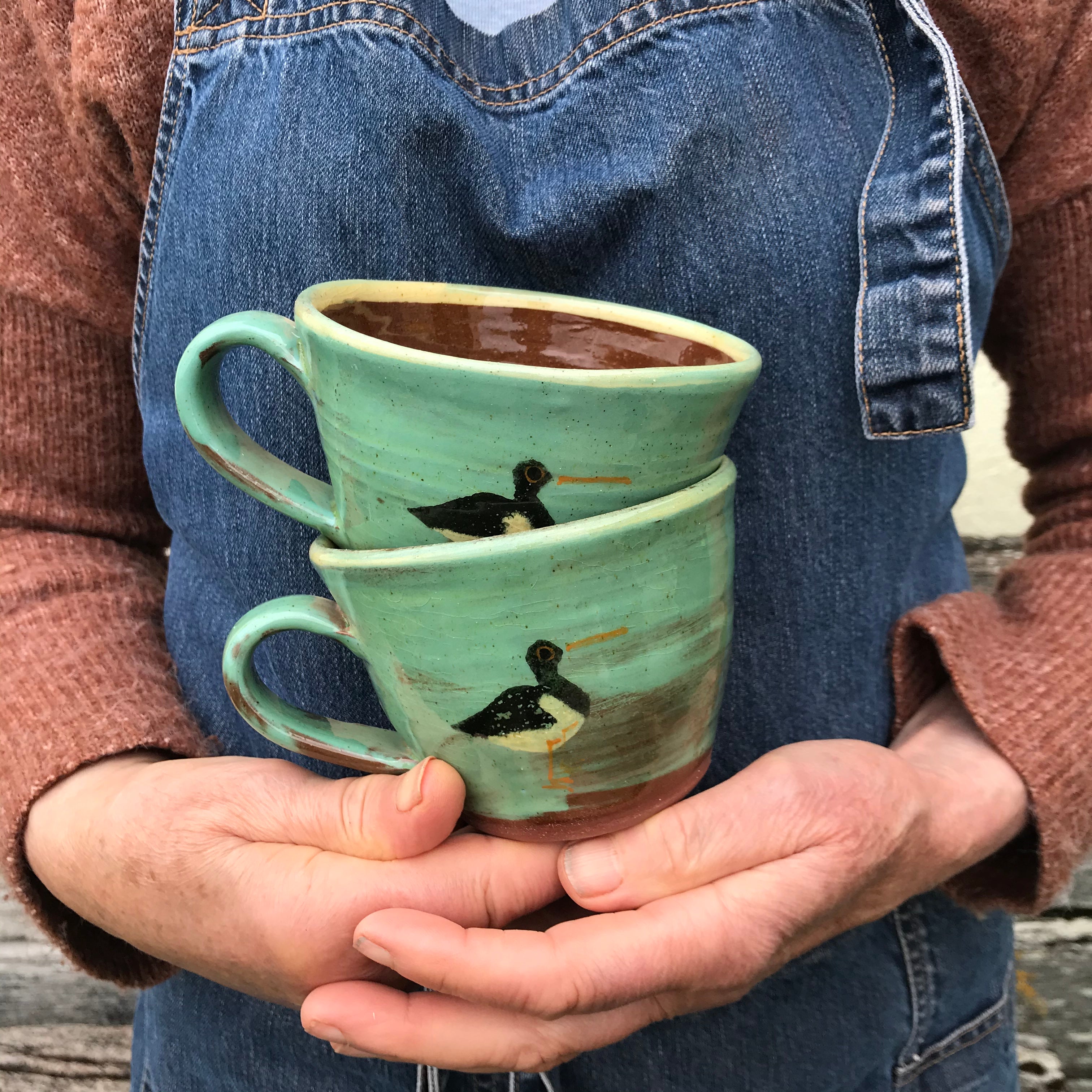 Turquoise Mug with Oystercatcher