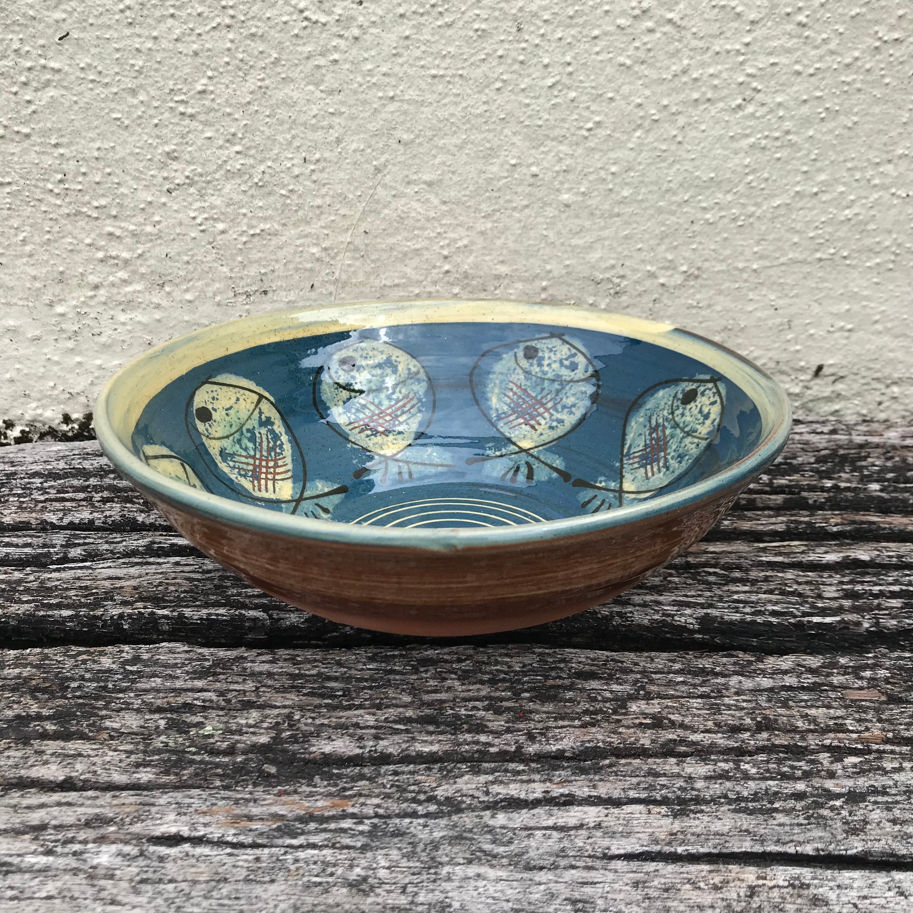 Dark Blue Fat Fish Bowl