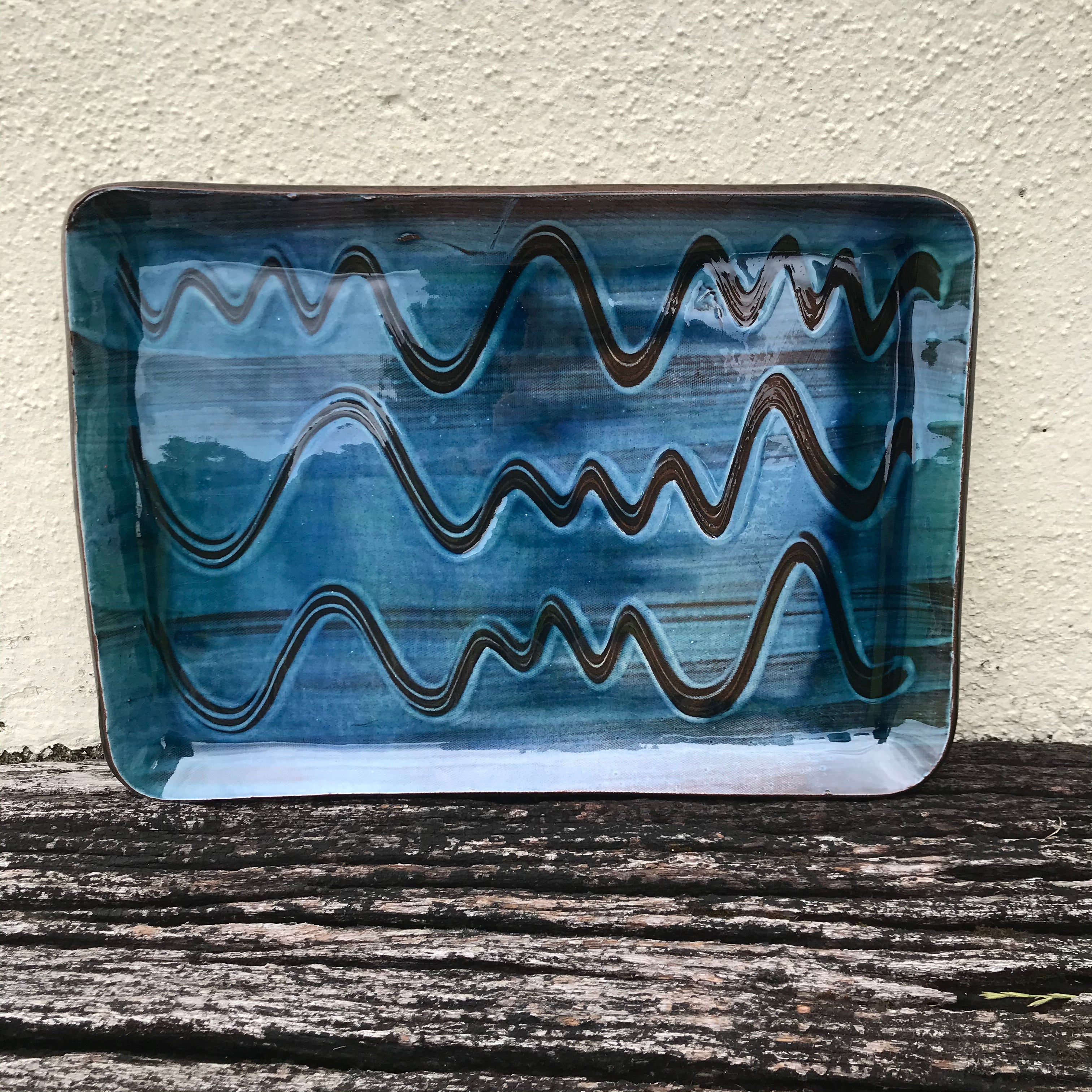 Tray with Blue Glaze