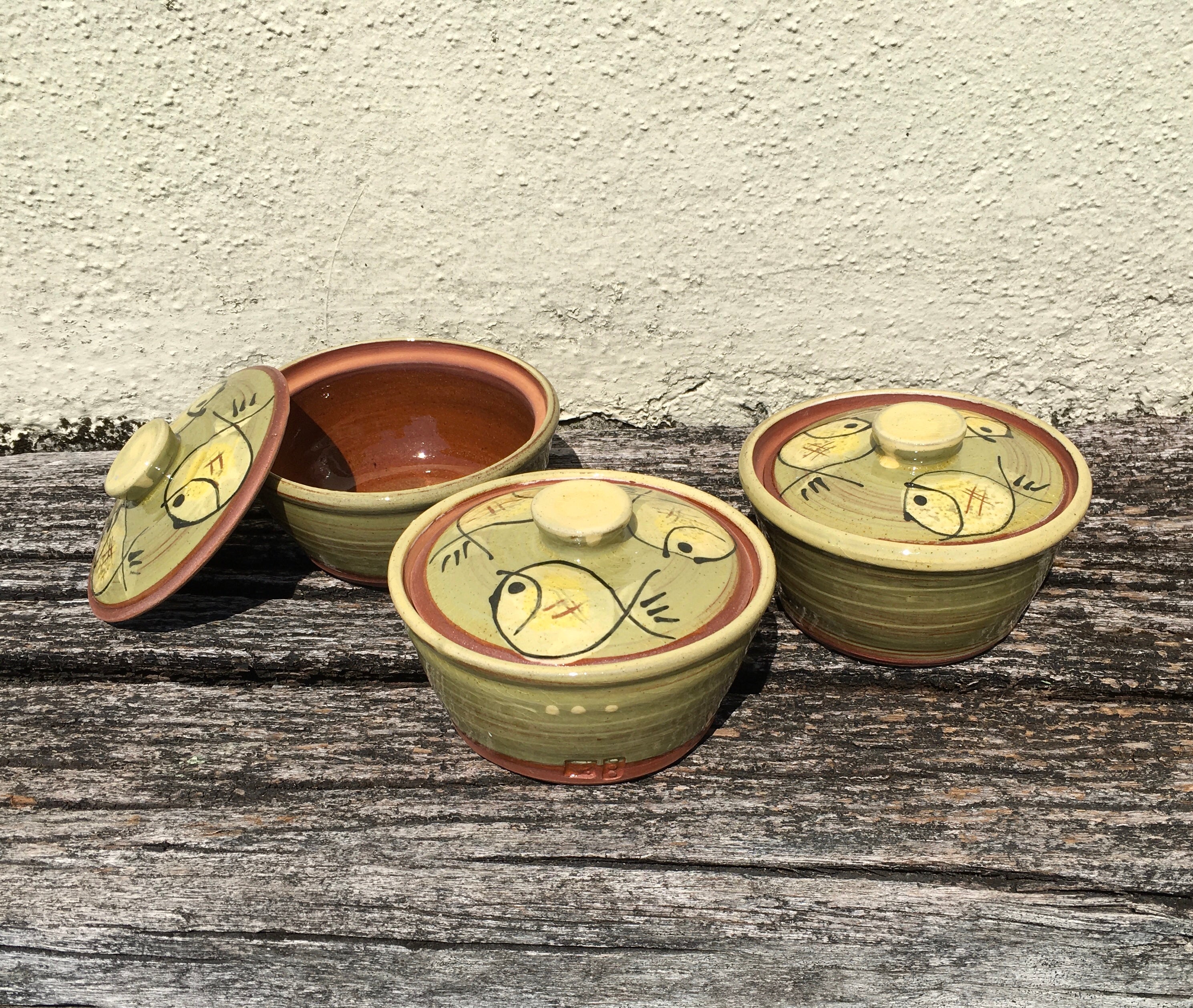 Pale Green Fat Fish Lidded Sugar Pot