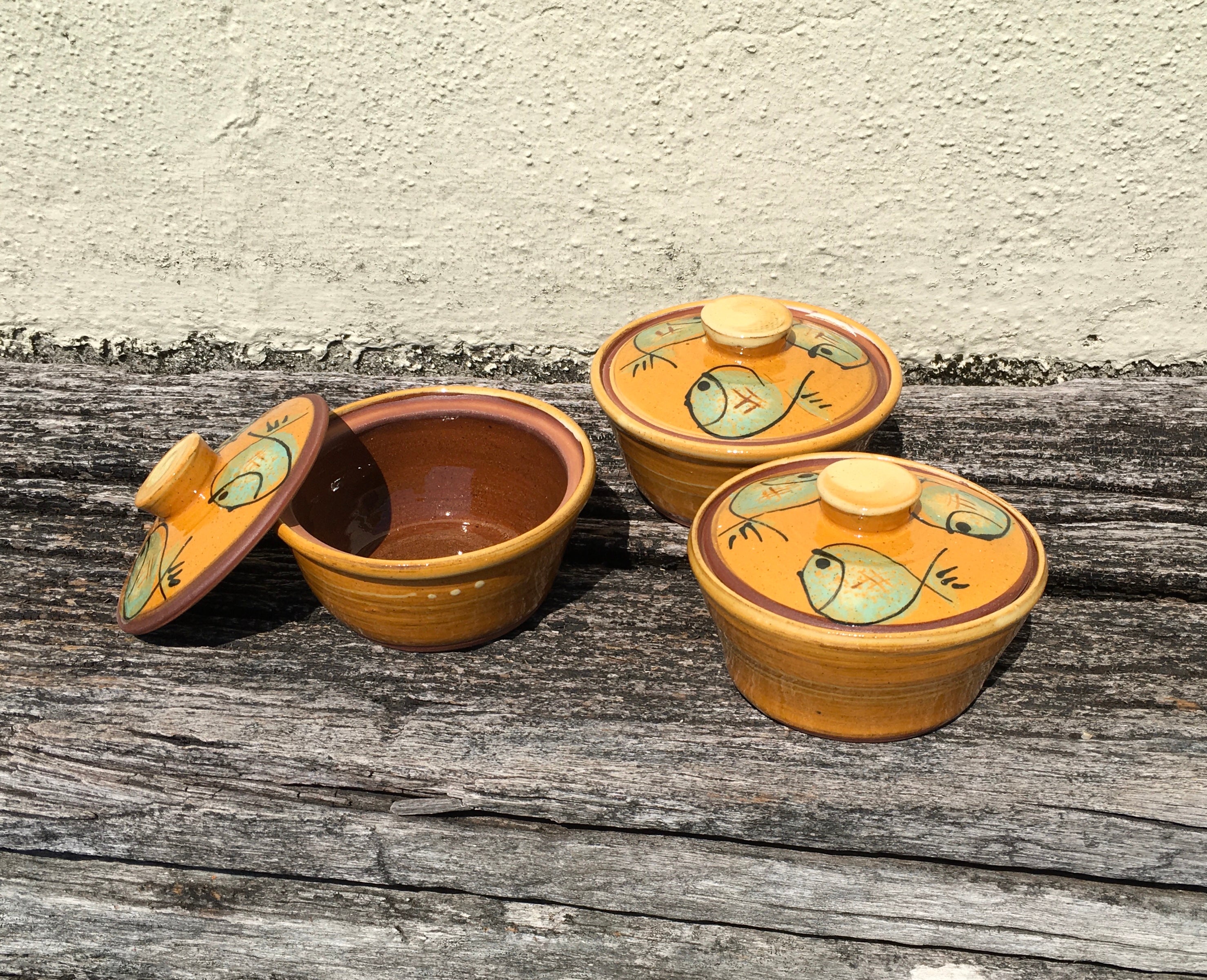 Orange Fat Fish Lidded Sugar Pot