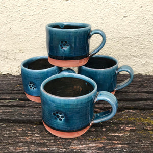 Blue Glaze Mug with Blackberry Stamp