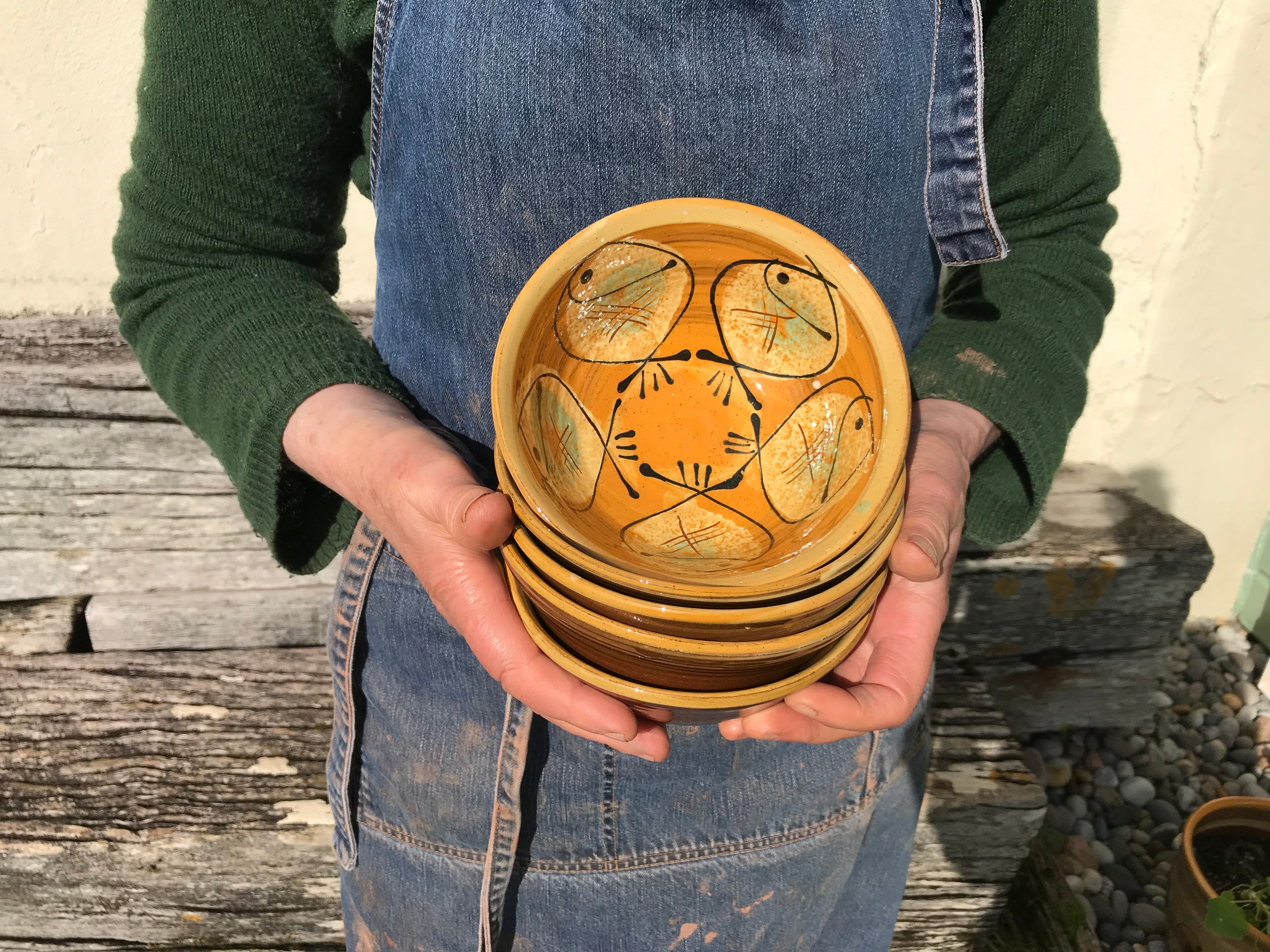 Orange and Cream Fish Bowl
