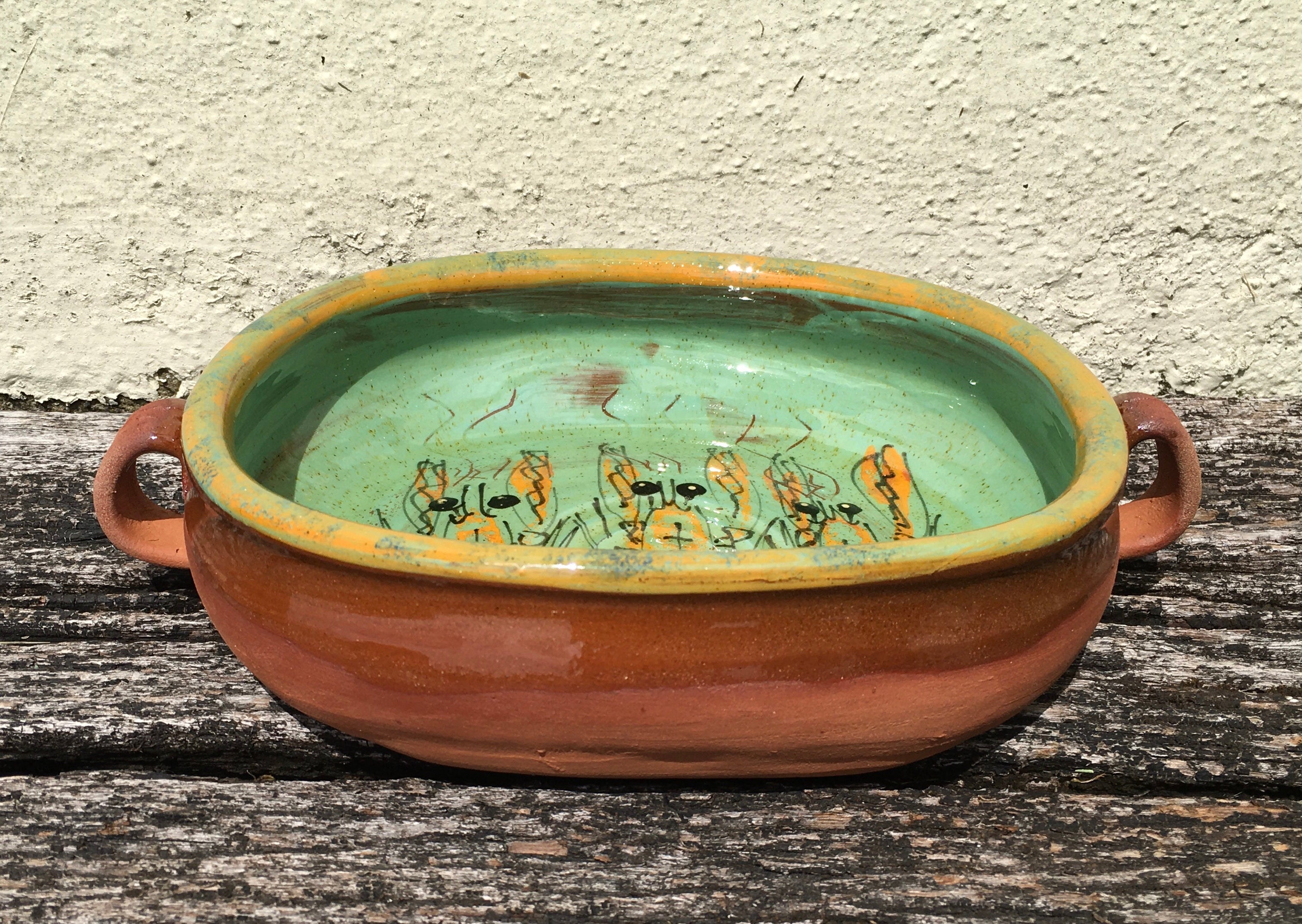Rectangular langoustine Bowl with Handles