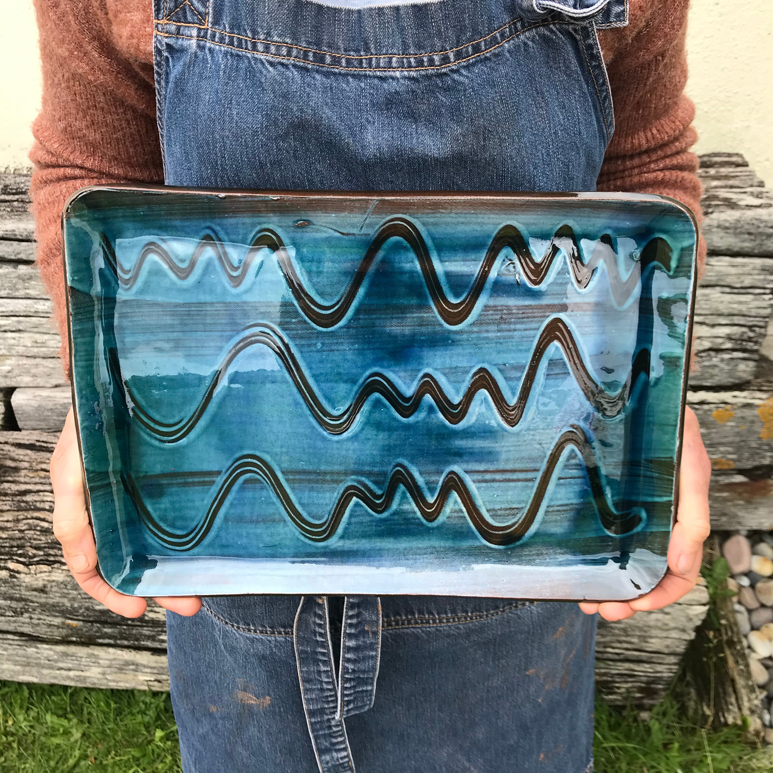 Tray with Blue Glaze