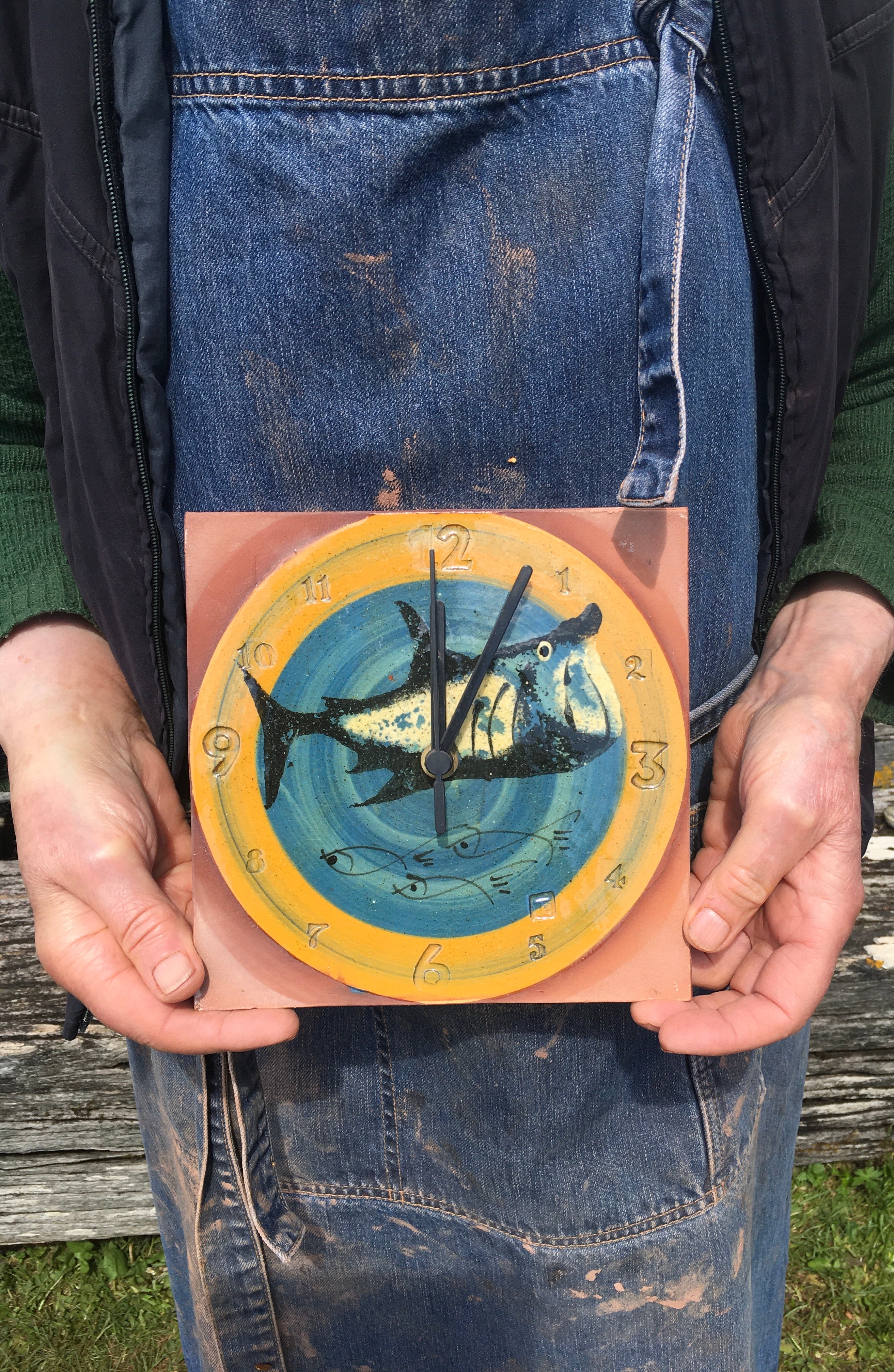 Dark Blue Basking Shark Clock