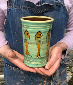 Turquoise Vase with Fish