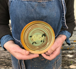 Orange and Turquoise Side plate with Sheep