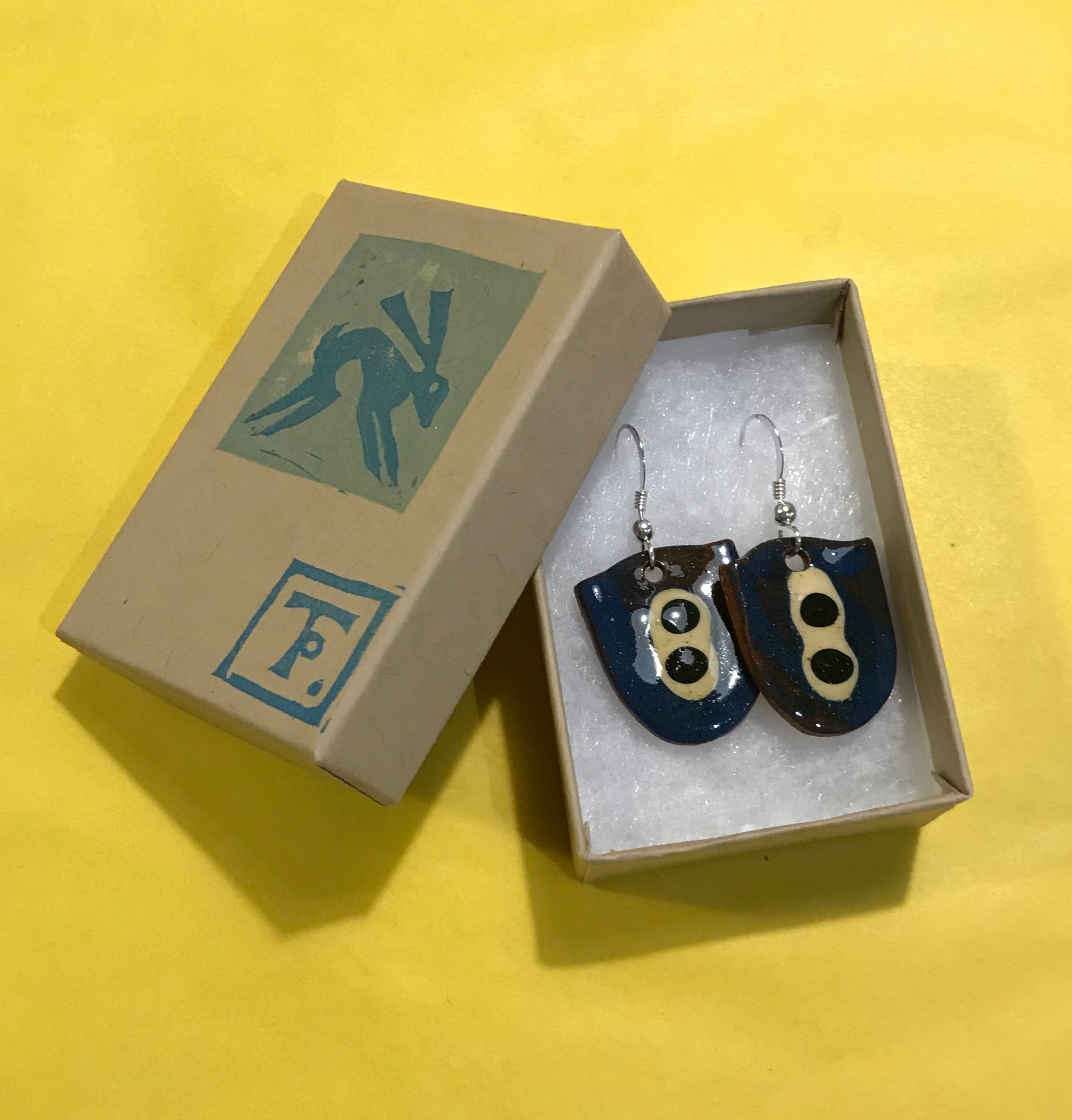 Dark Blue and Cream Earrings
