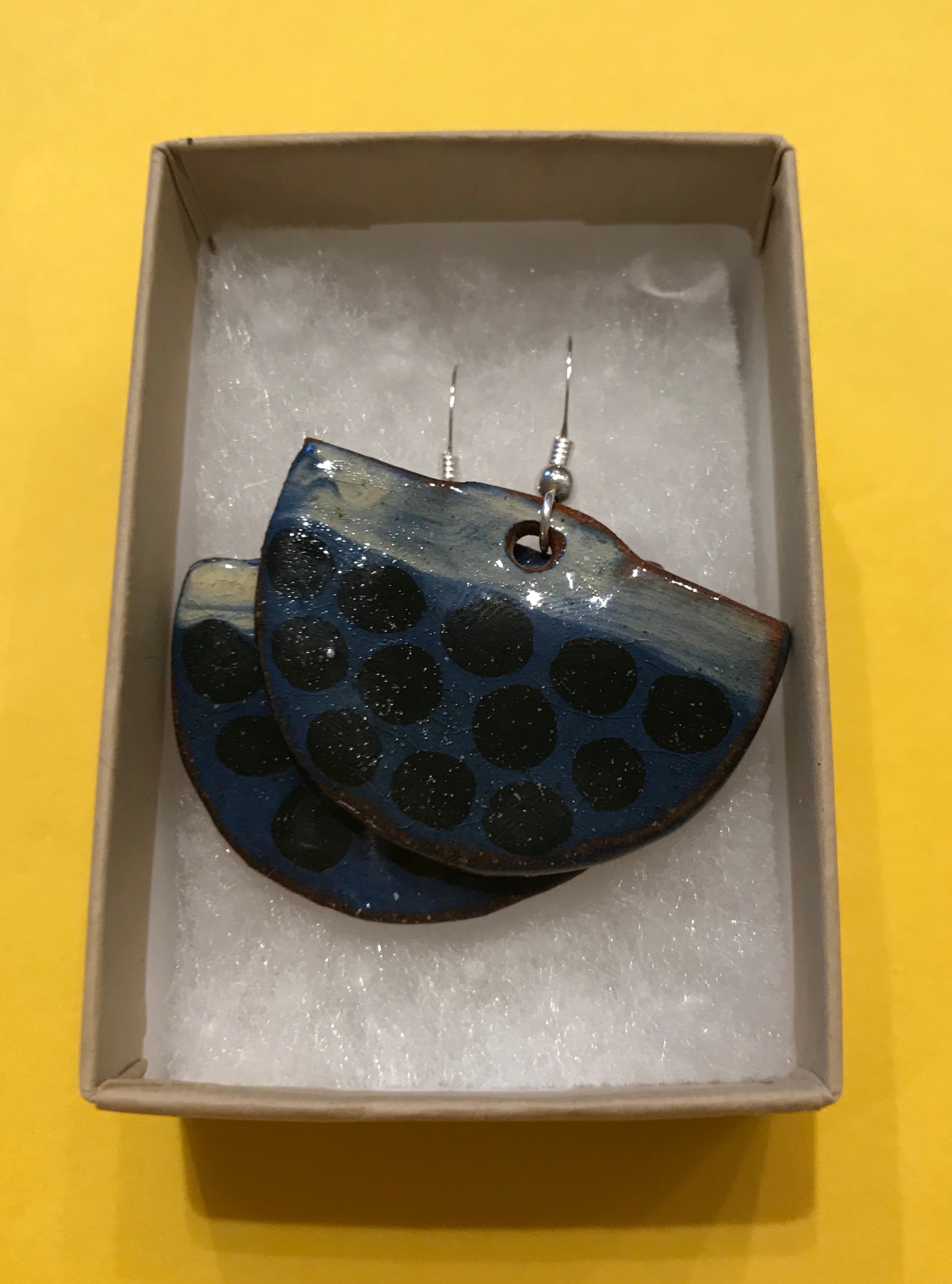 Dark Blue and Cream Earrings