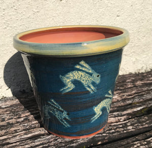Dark Blue Hare Plant Pot