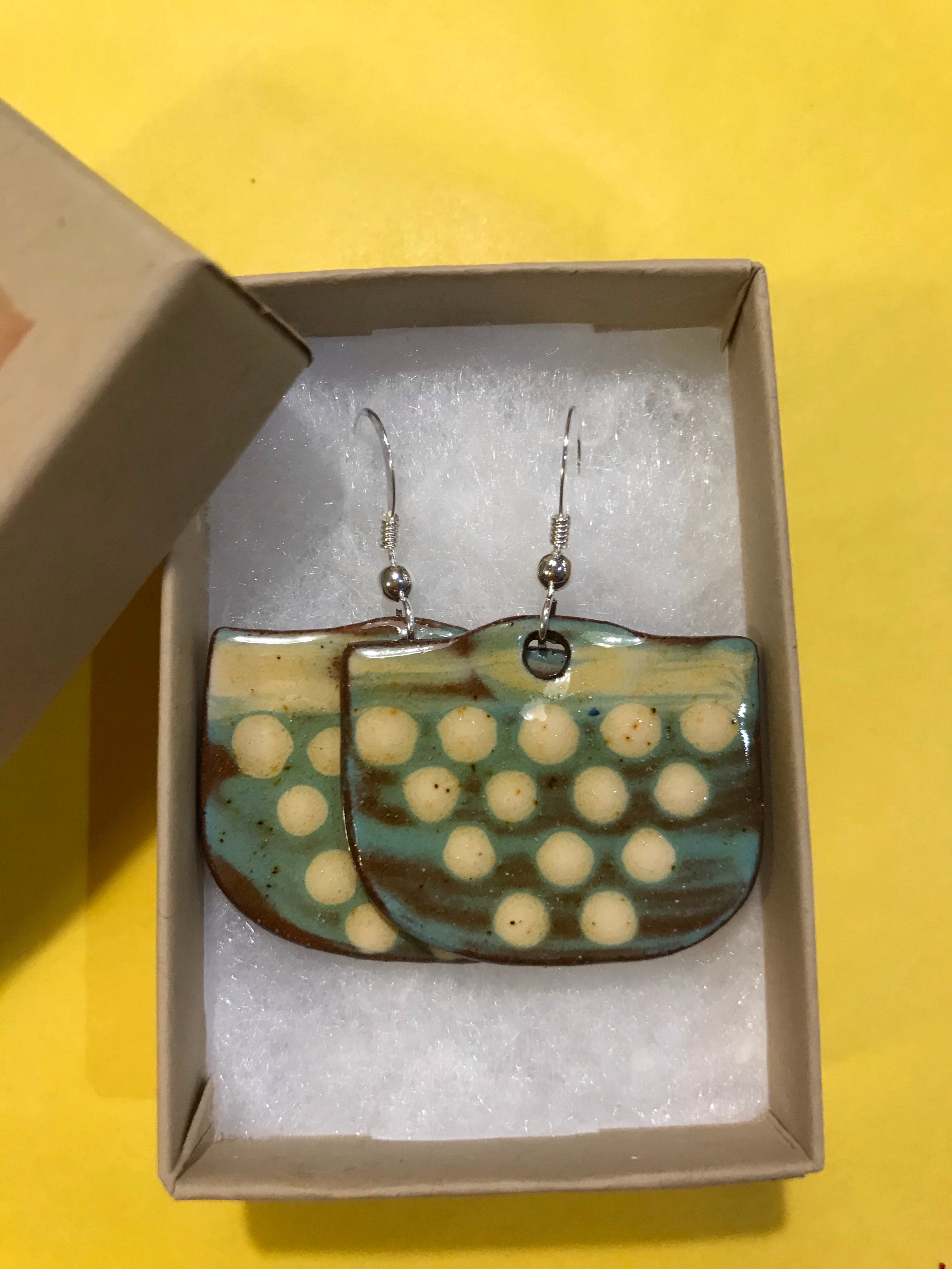 Turquoise and Cream Earrings