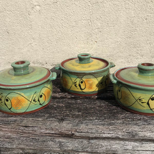 Turquoise Casserole Dish with Fat Fish