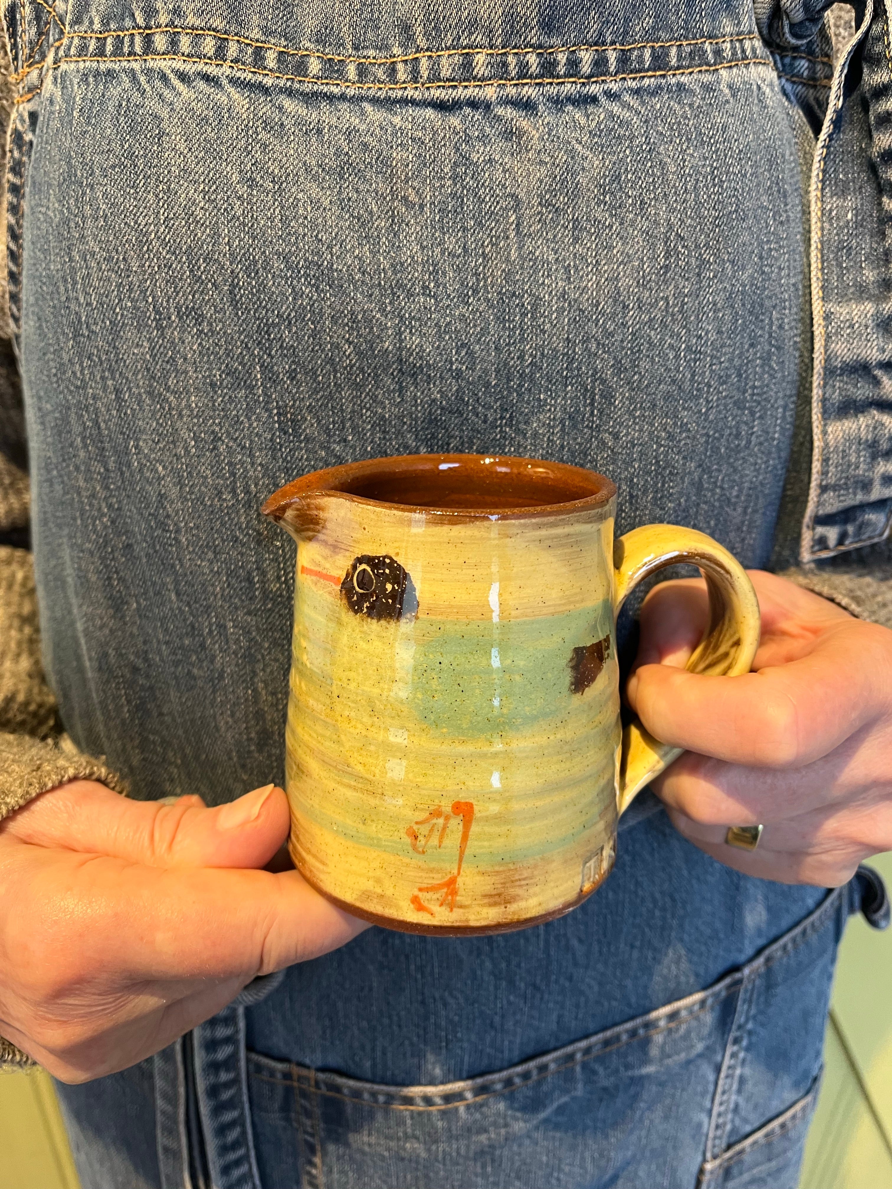 Cream and Turquoise Jug