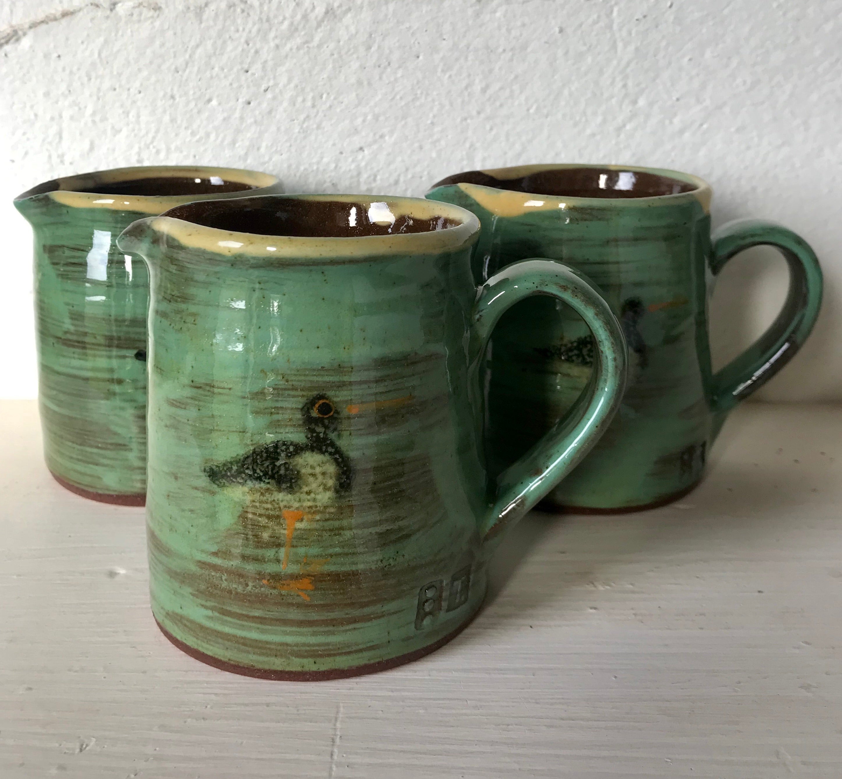 Turquoise Jug with Oystercatchers